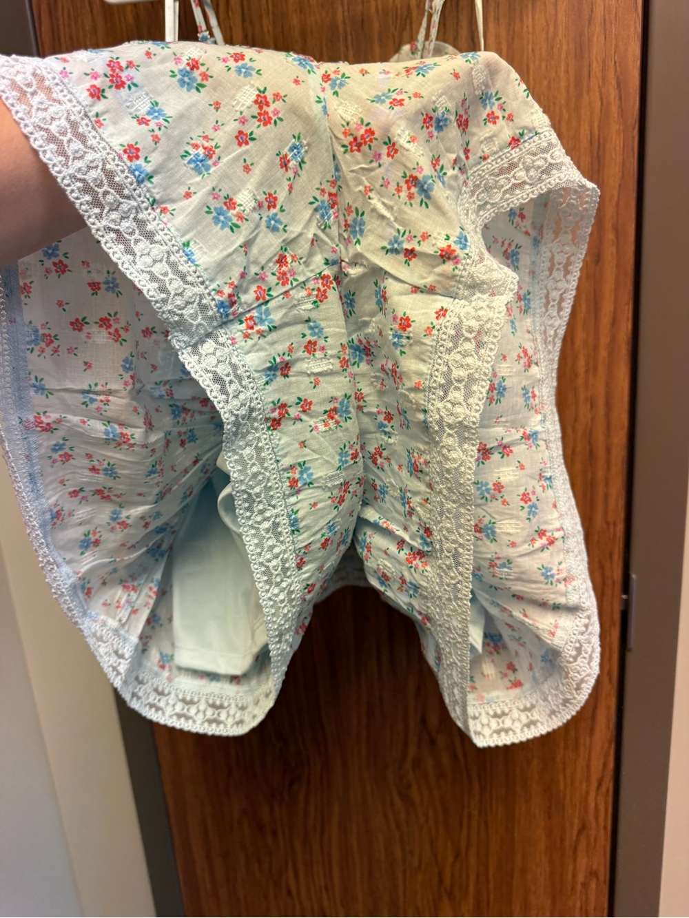 Light Blue Floral Ruffle Romper - Picture 5 of 7